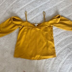 Leith Yellow Off-Shoulder Blouse with 3/4 Sleeves